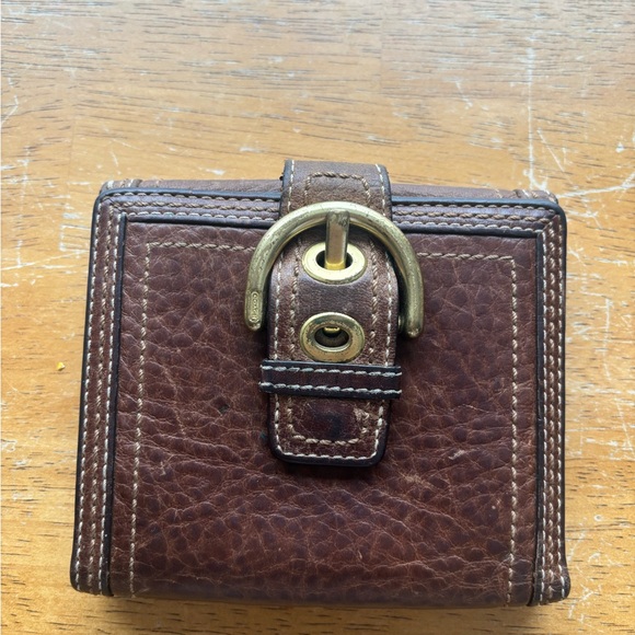 Coach Vintage Brown Leather Wallet with Buckle, Y2K Coach - Picture 2 of 12
